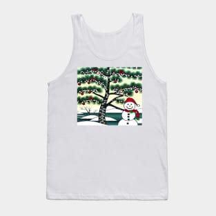 A Snowman and a Christmas Tree Tank Top